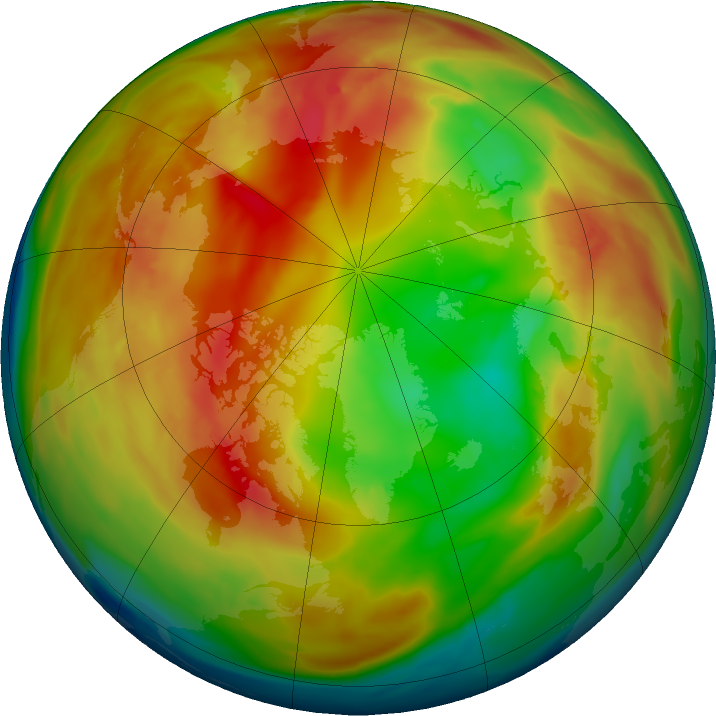 Arctic ozone map for 22 January 2024
